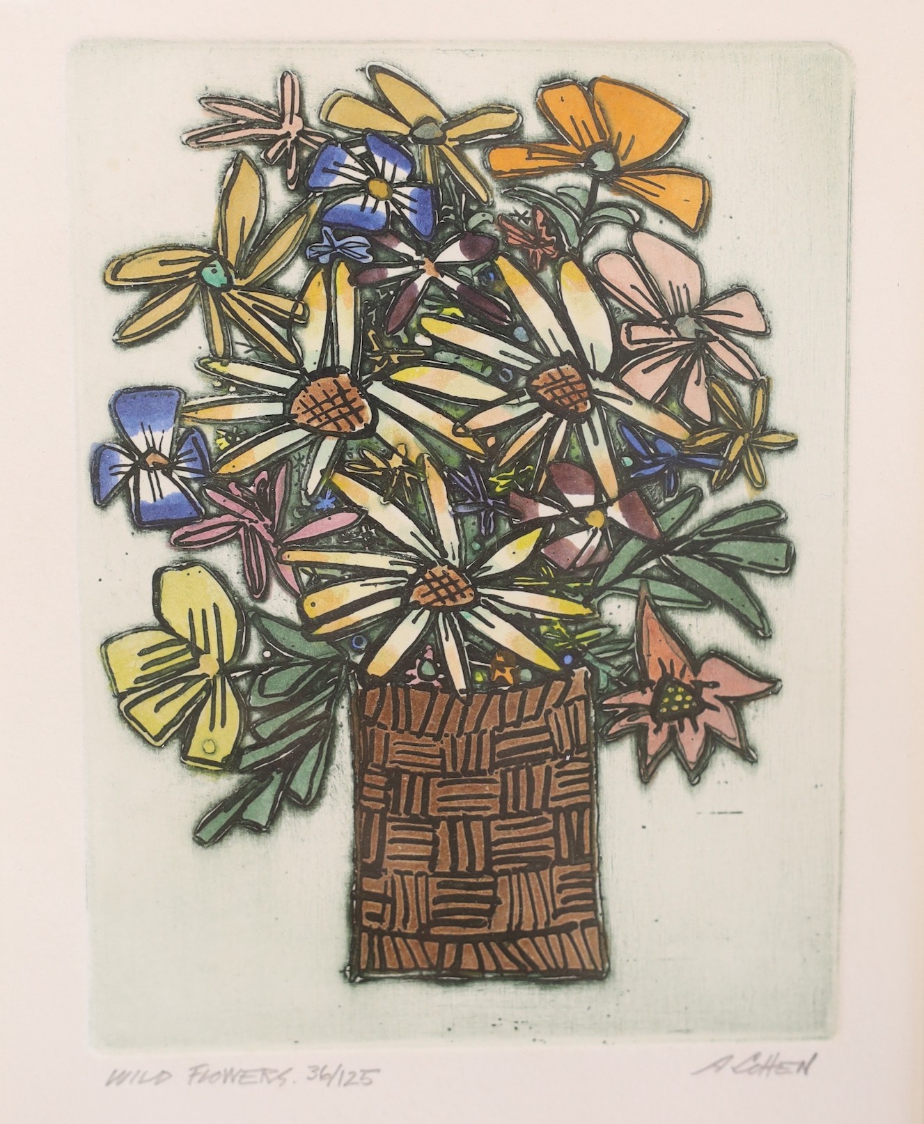 Alfred Cohen (1920-2001), four limited edition prints, 'The Persian Vase', 'Bouquet Chardin', 'Mouche' and 'Wild Flowers', all signed and numbered, largest 42 x 37cm